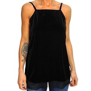 ASOS Velvet Tulle Tank Top Size 6 Black Sheer Hem